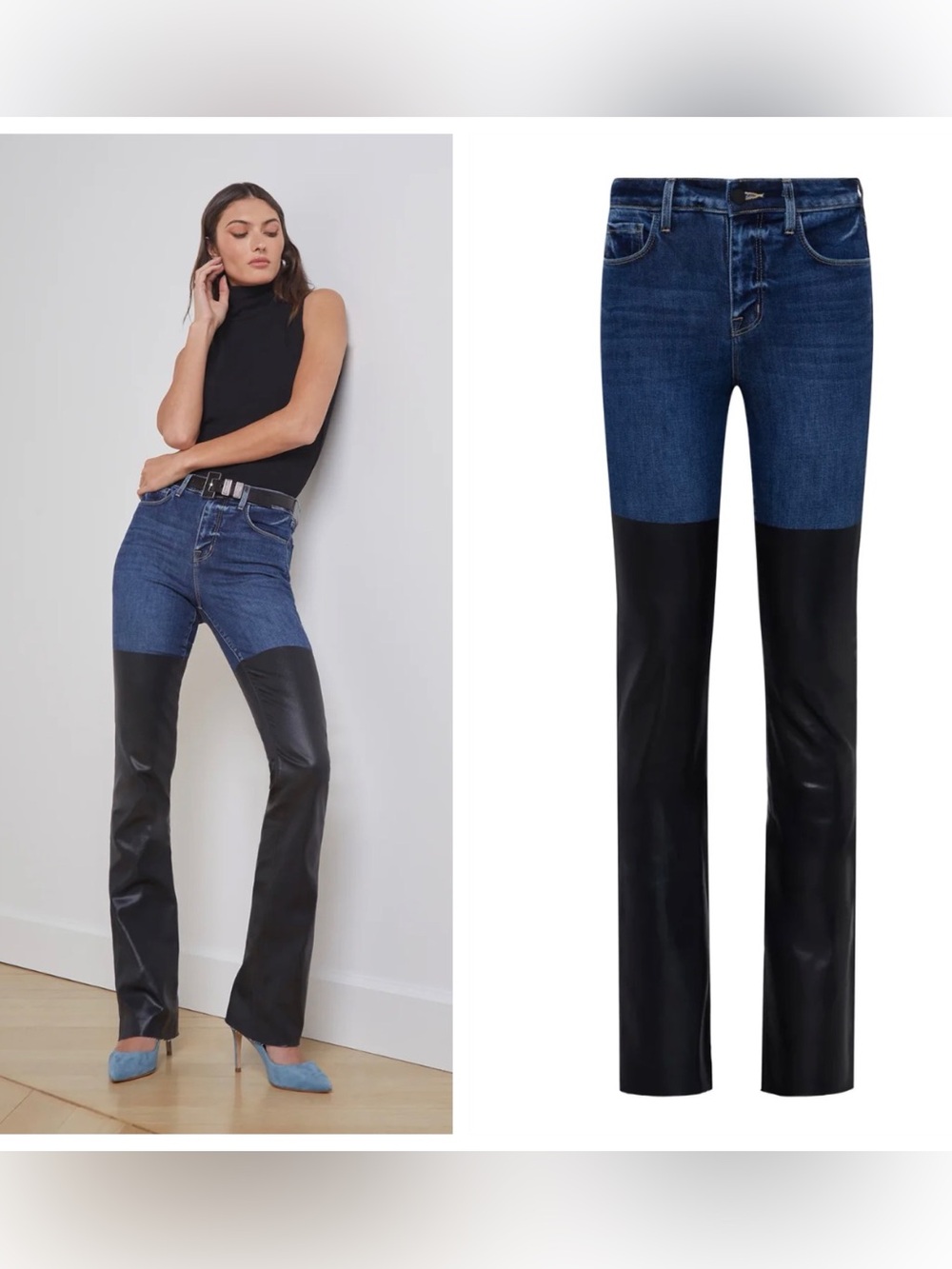 NEW L'AGENCE RUTH COATED JEAN-MAGNOLIA/BLACK COATED - SIZE: 29